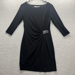 Evan Picone Dress Womens 8p Black Cocktail Wrap Dress petite Polyester Business
